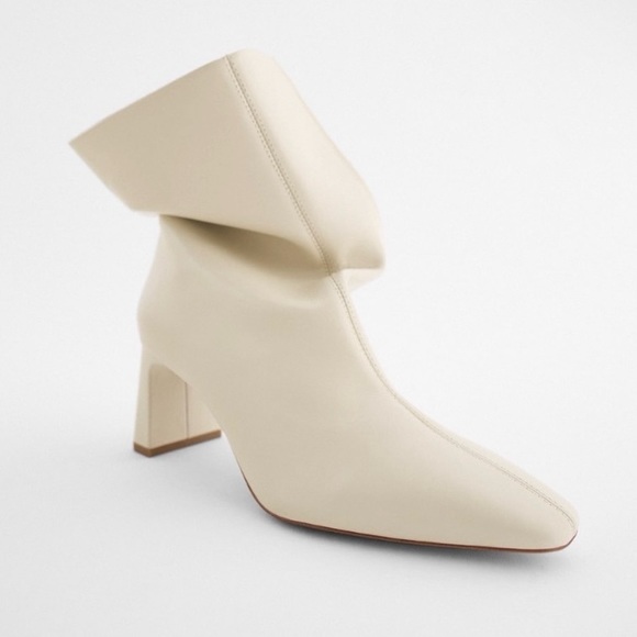 ZARA Ivory Soft Leather High Heeled Ankle Boots - Picture 16 of 16
